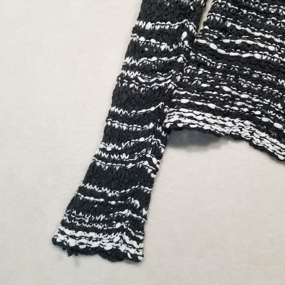 Eileen Fisher Med? Black White Open Front Cotton Waterfall Cardigan - Picture 2 of 6